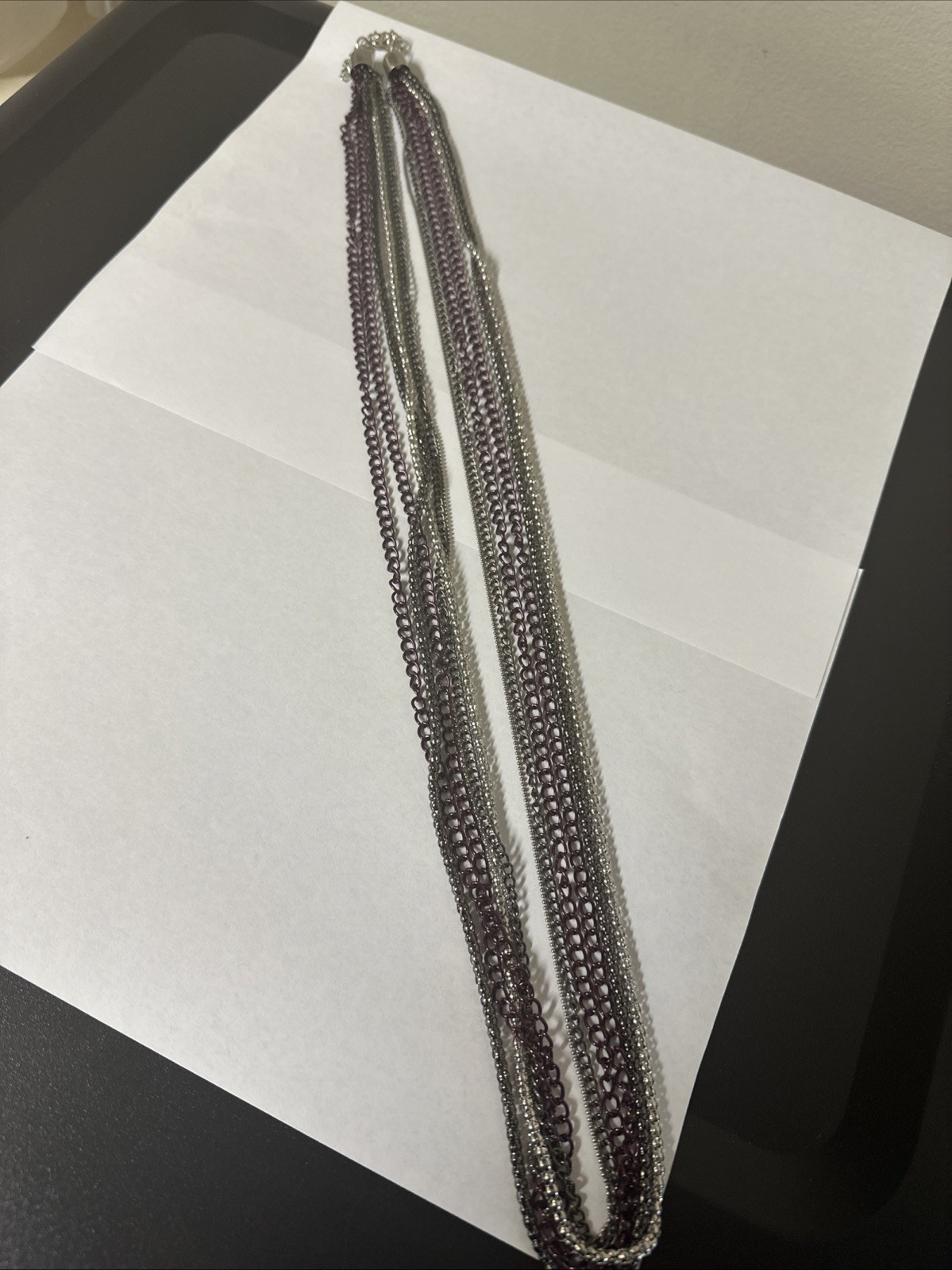 Paparazzi Necklace- Colorful Calamity- Purple Silver Black- Multiple Chains