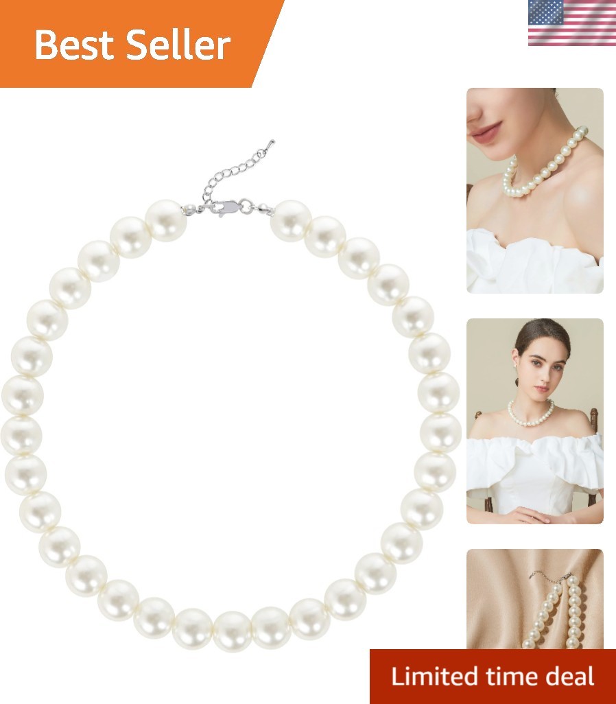 Stunning White Simulated Pearl Necklace for Elegant Women on Special Occasions