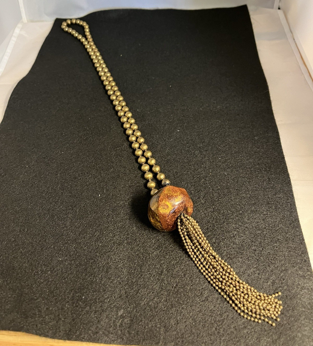 Stunning,Donatella Pellini Italy cast resin and brass accent necklace. Signed