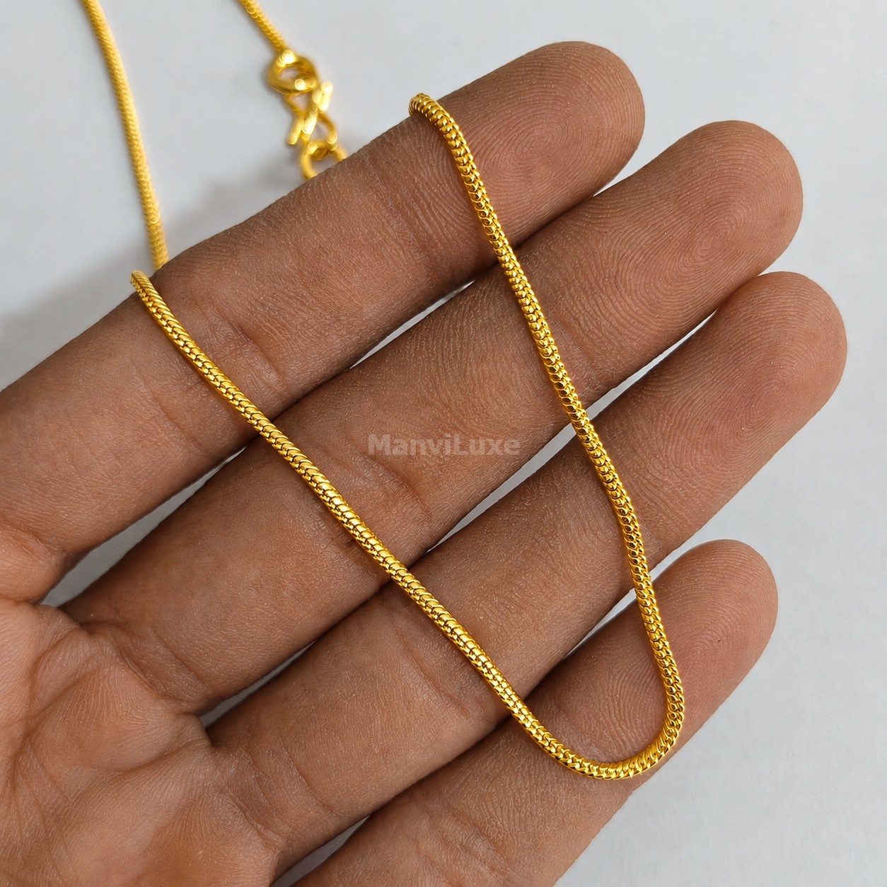 20″ MANVI LUXE Gold Filled Minimalist Chain Necklace Elegant Woven Link Chain