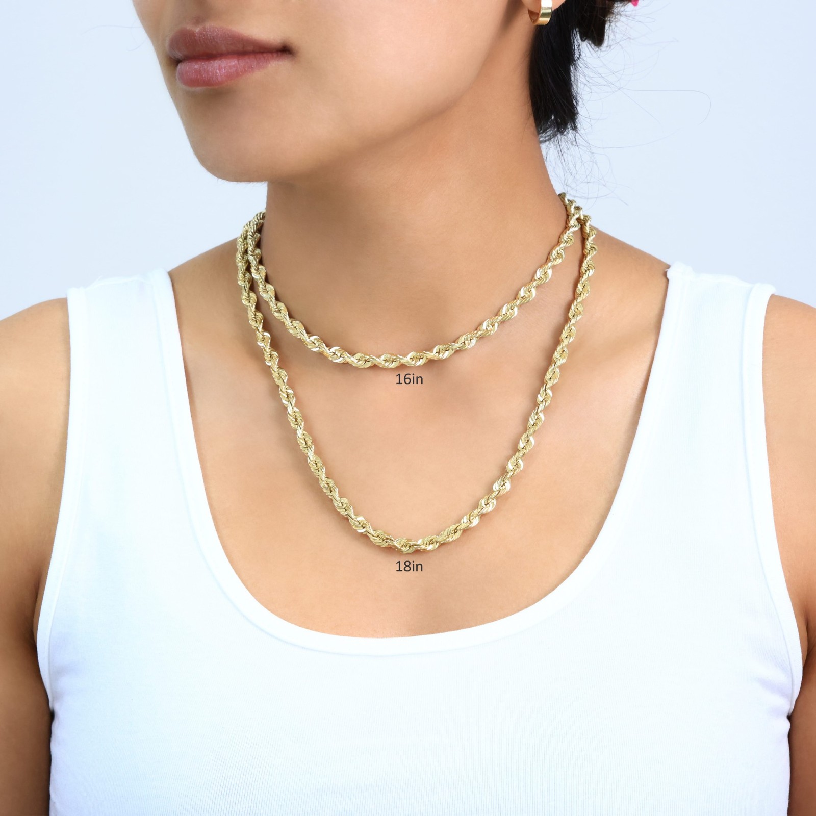 10K Yellow Gold 1.5mm-10mm Necklace Diamond Cut Rope Chain 16″- 30″Mens Women