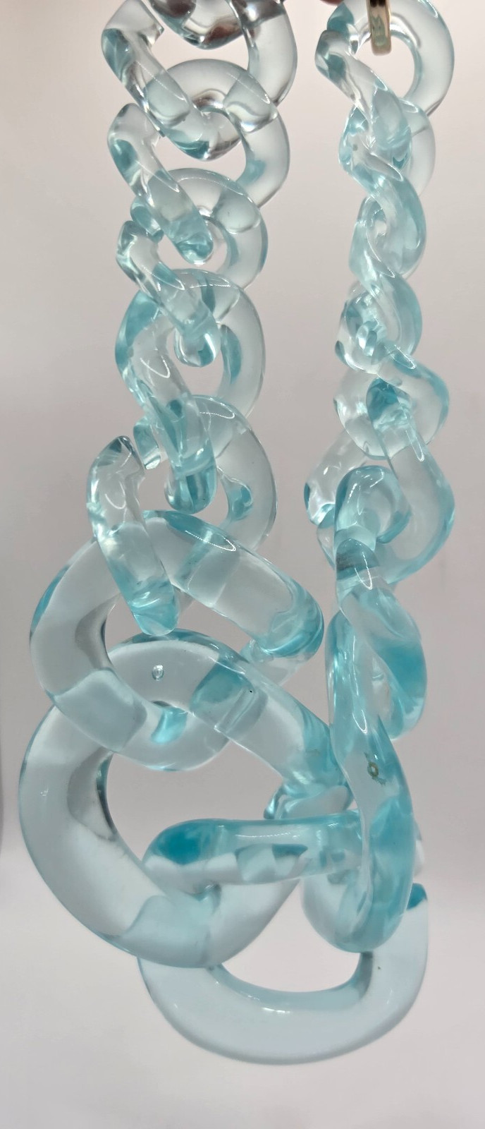 Chunky Link Necklace – Large LIGHT BLUE Chain ~9 in – Fun Flair Statement Drama