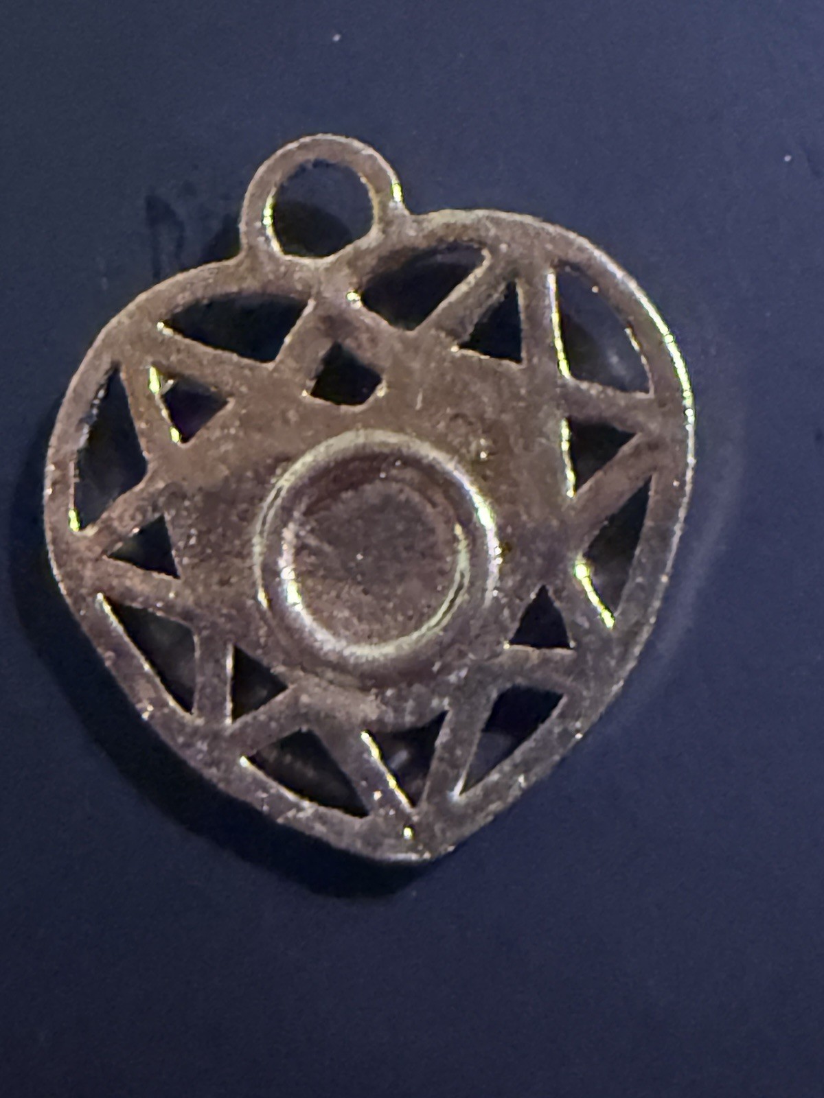 Filigree Gold Heart with Green Stone (MadMen)