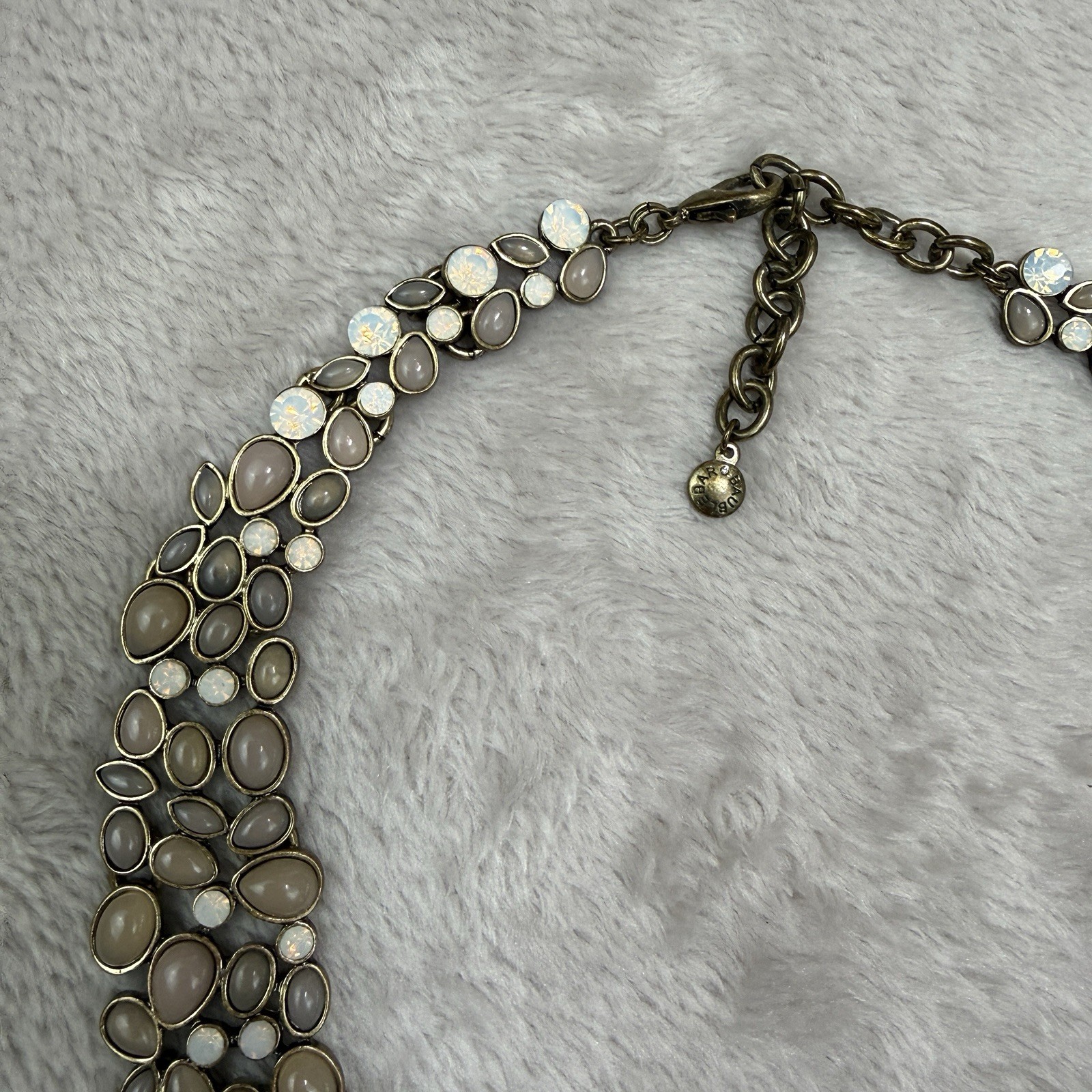 BaubleBar Kew Crystal Collar Necklace Gold Tone Faux Pearl Bib 16 Inch