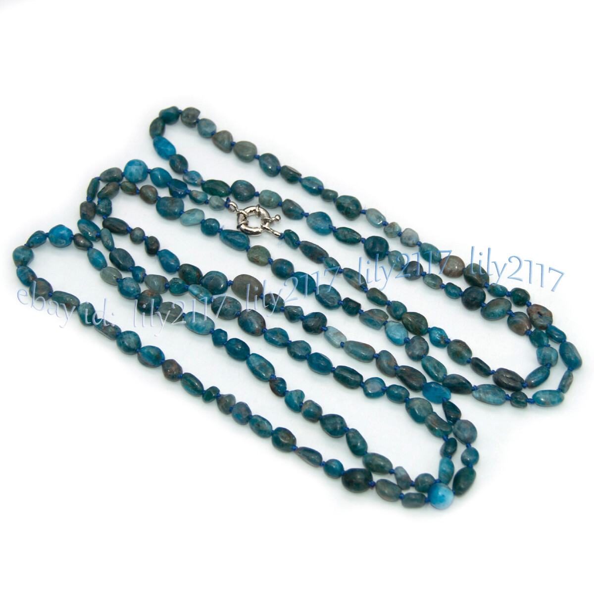 Natural 8-10mm Blue Apatite Irregular Freeform Gemstone Beads Necklace 14-48″