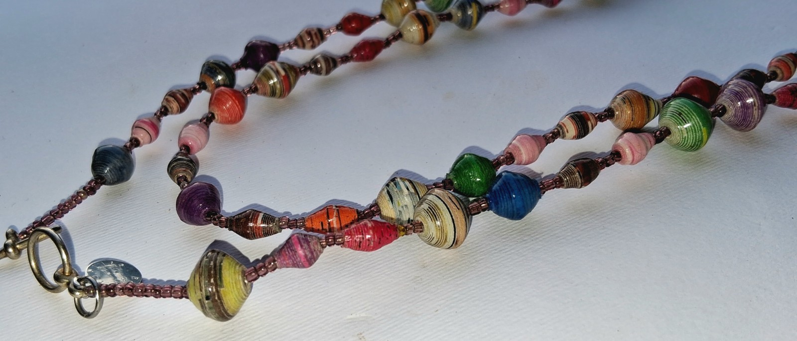 authentic Signed bead for life paper bead bohemian necklace 40 inch strand