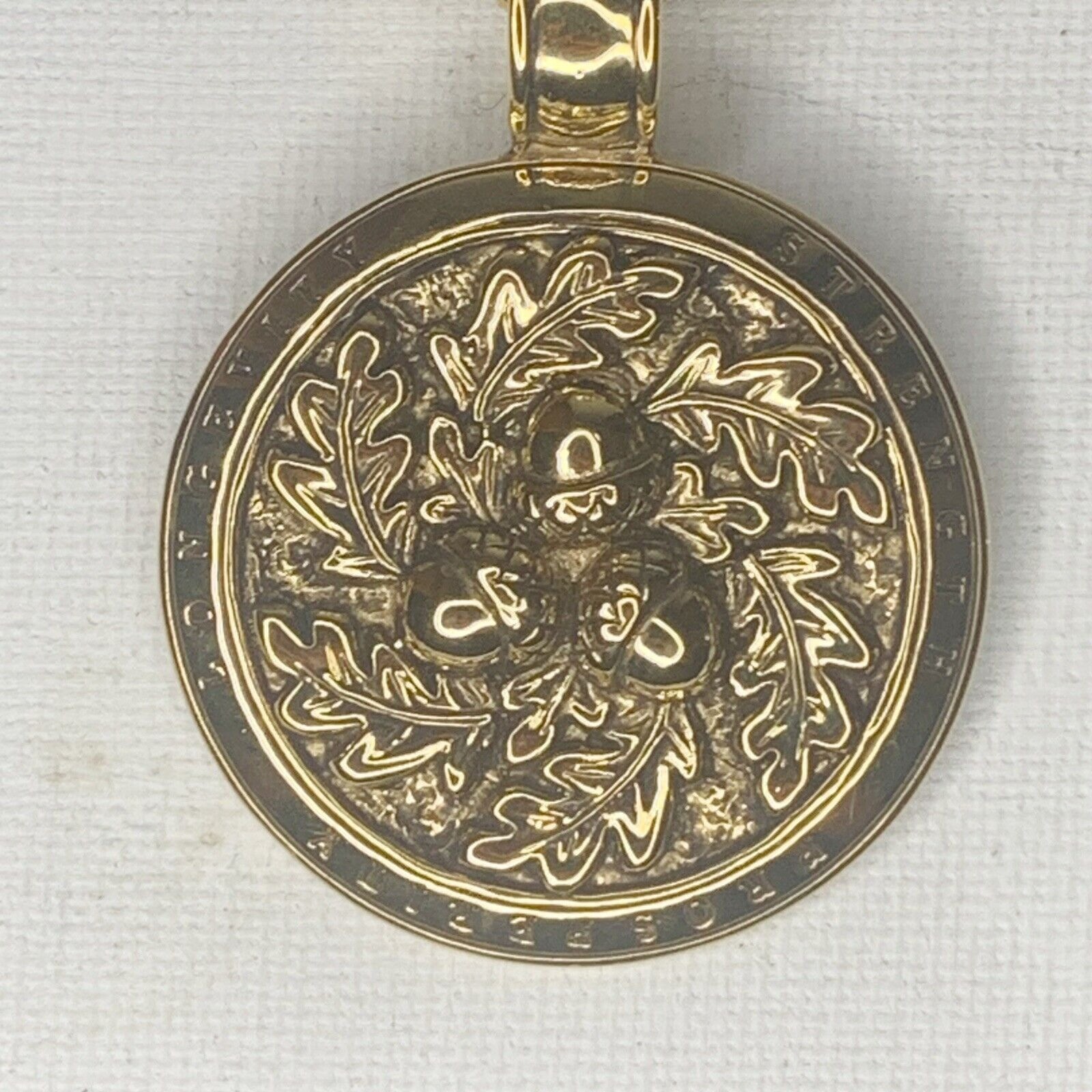 Francesca Visconti Pendant Necklace Gold Tone Acorn Strength Prosperity 1.5″