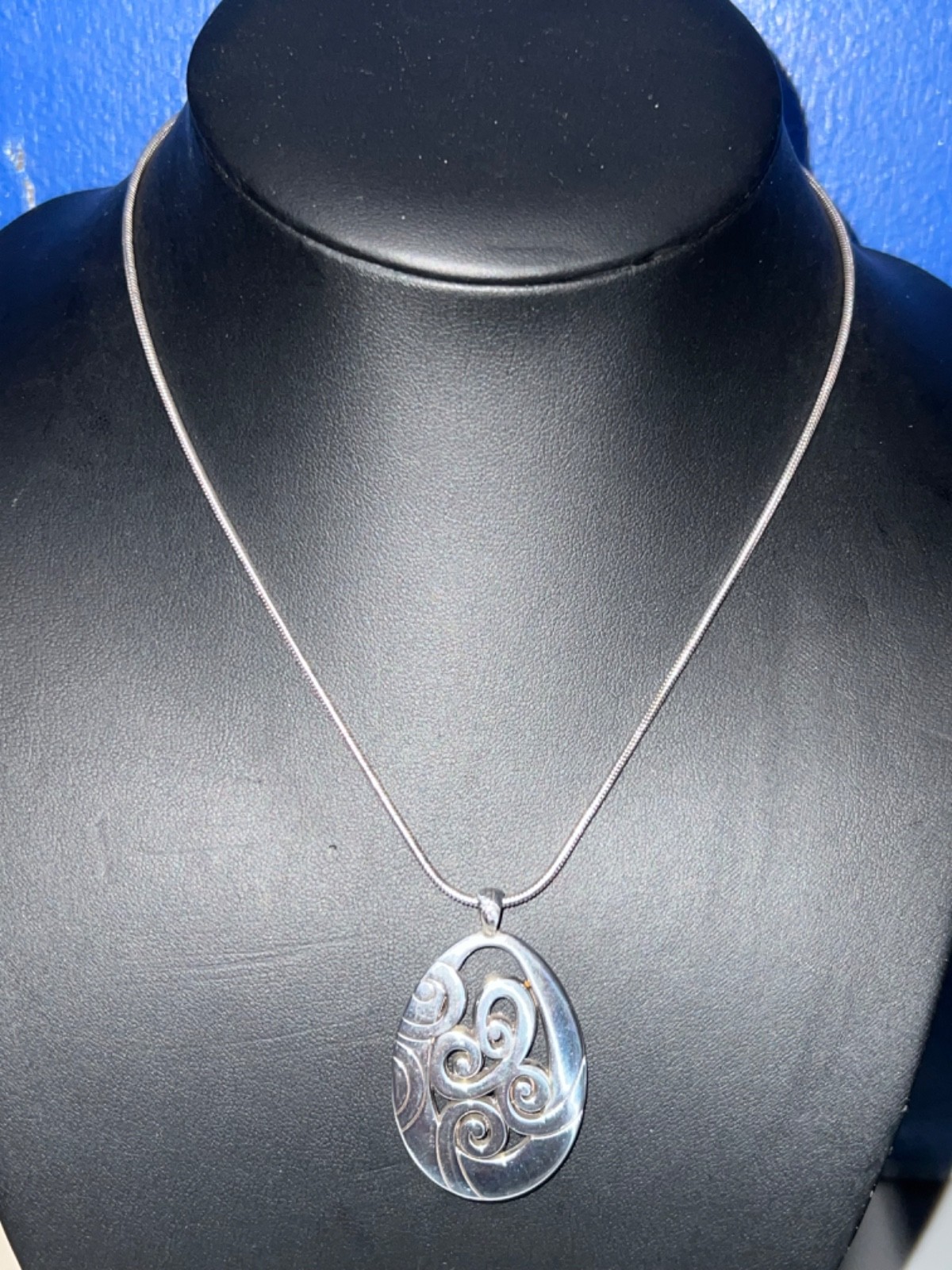 Brighton “Mingle” Silver-plated Oval Medallion Pendant On Snake Chain Necklace