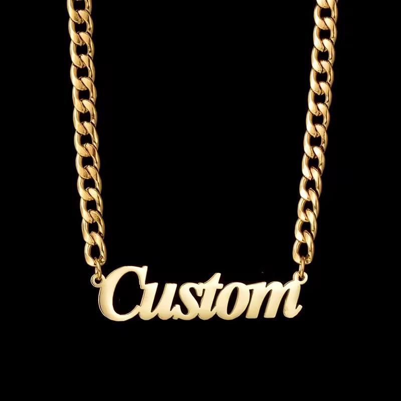 Custom Jewelry Name Pendant Necklace Personalized 5mm Cuban Chain Men Women Gold