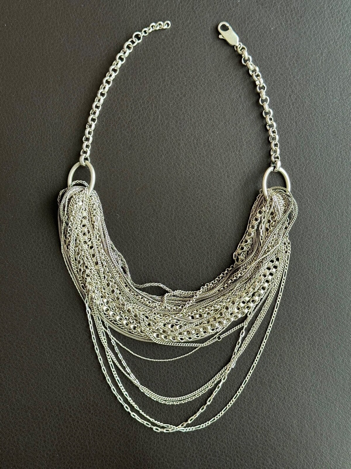 Jigsaw Layered Necklace, Silver – NEW