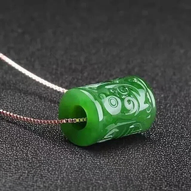 Natural Ice Green Jade jadeite Beads Lucky Amulet Pendant&Necklace jewelry 转运珠