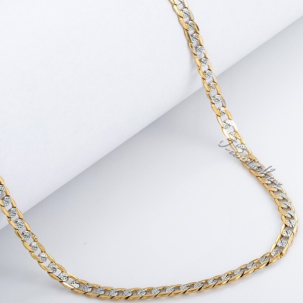 4mm 18-30″ Diamond-Cut Curb Cuban Link Gold Plated Chain Necklace Men Women Gift