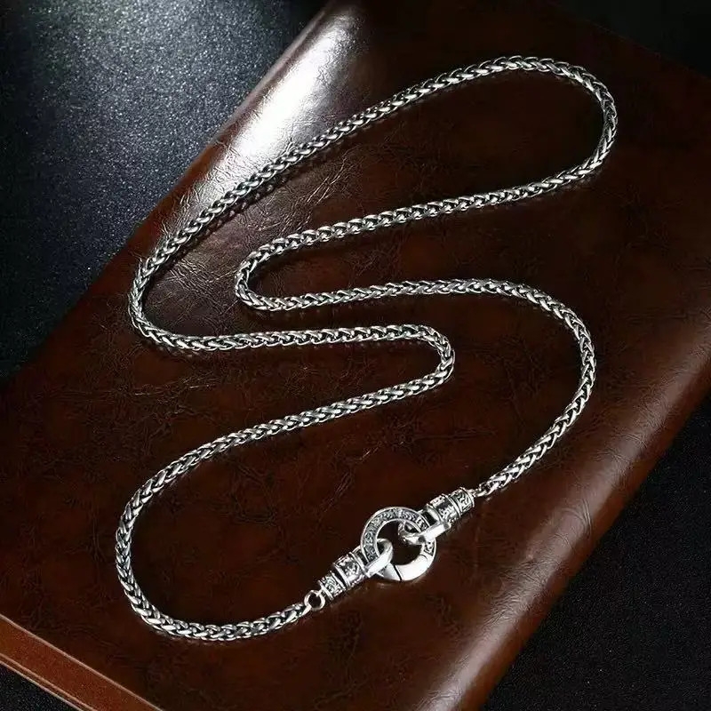 New 925 Sterling Silver Necklace Woven chain For Men Women Fashion Clavicle