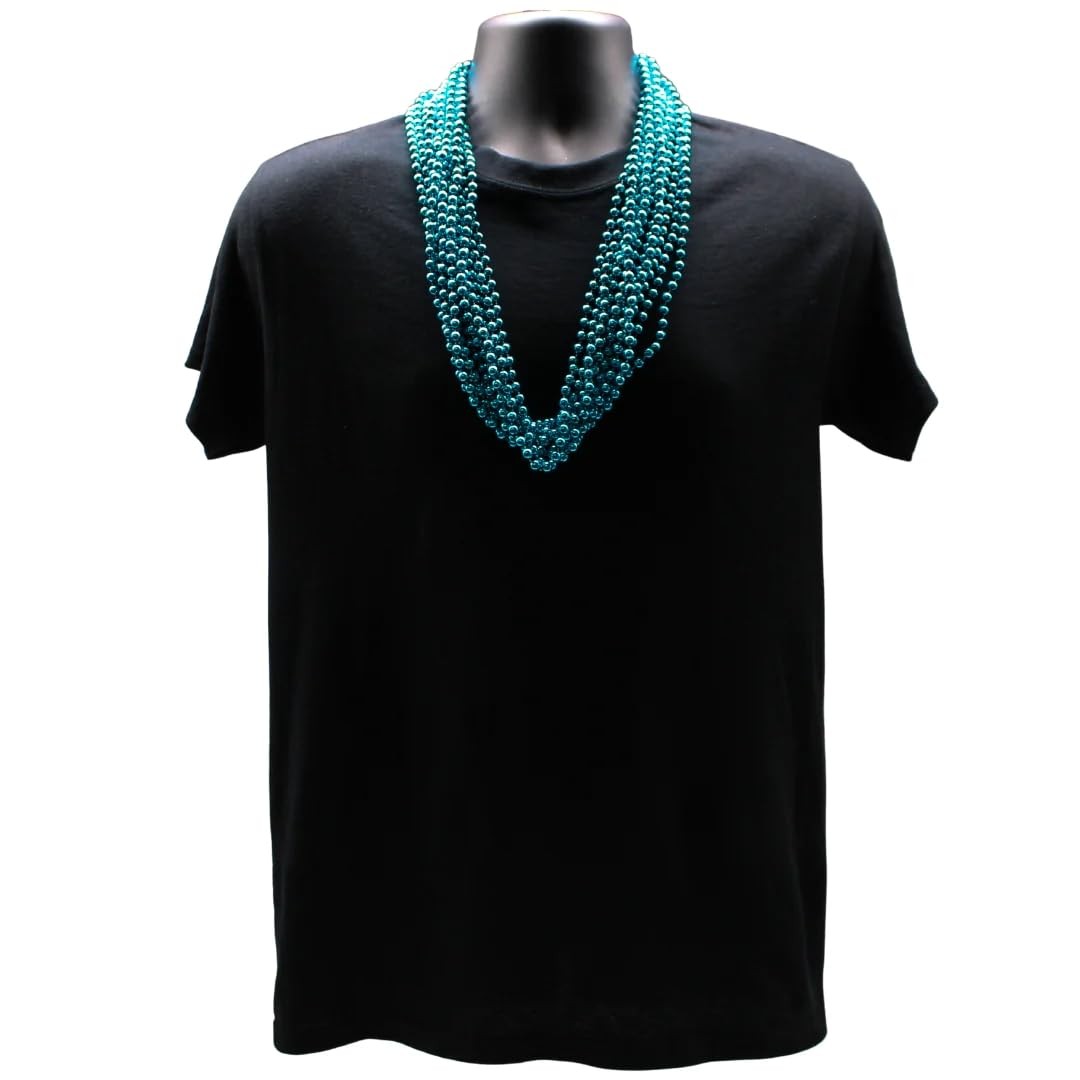 33 inch 07mm Round Metallic Medium Blue/Turquoise Medium, Metallic,Turquoise