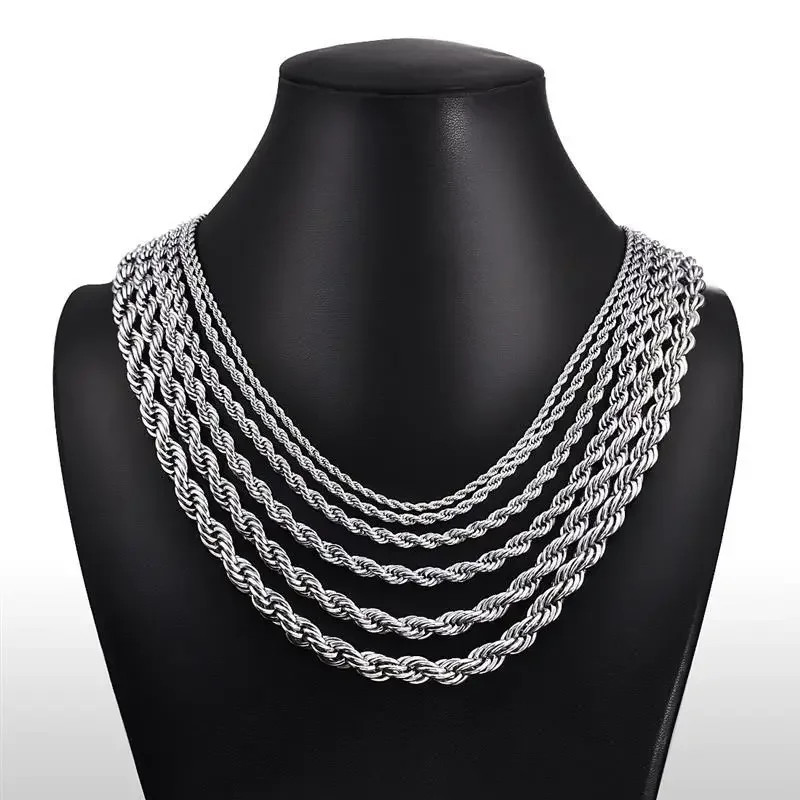 Sterling Silver 5/6/8MM 16-30 Inches Rope Chain Necklace For Men Women.