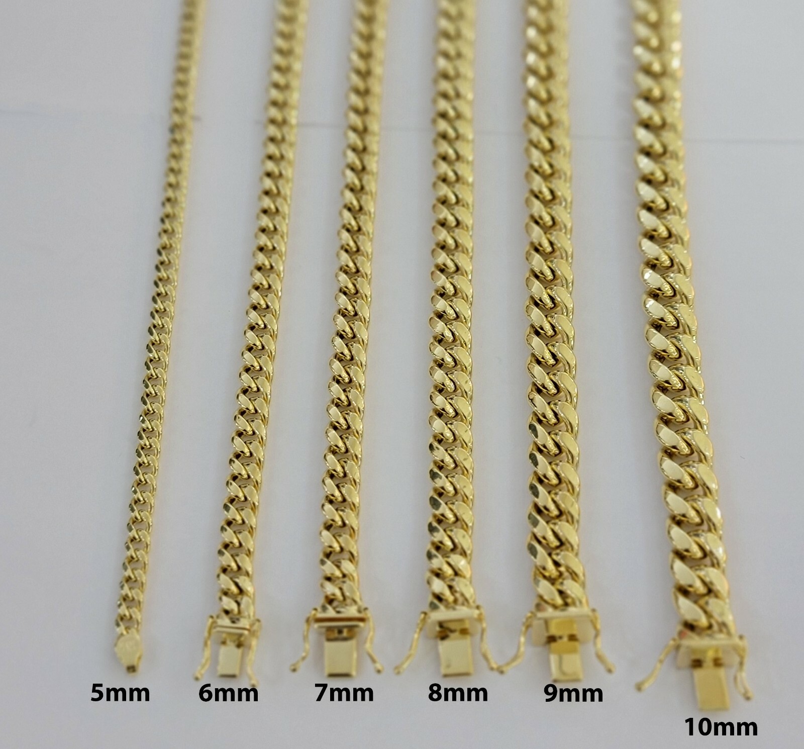 Real 14K Yellow Gold Miami Cuban Link Chain Necklace 6mm–9mm — 8″ to 30″ 14KT