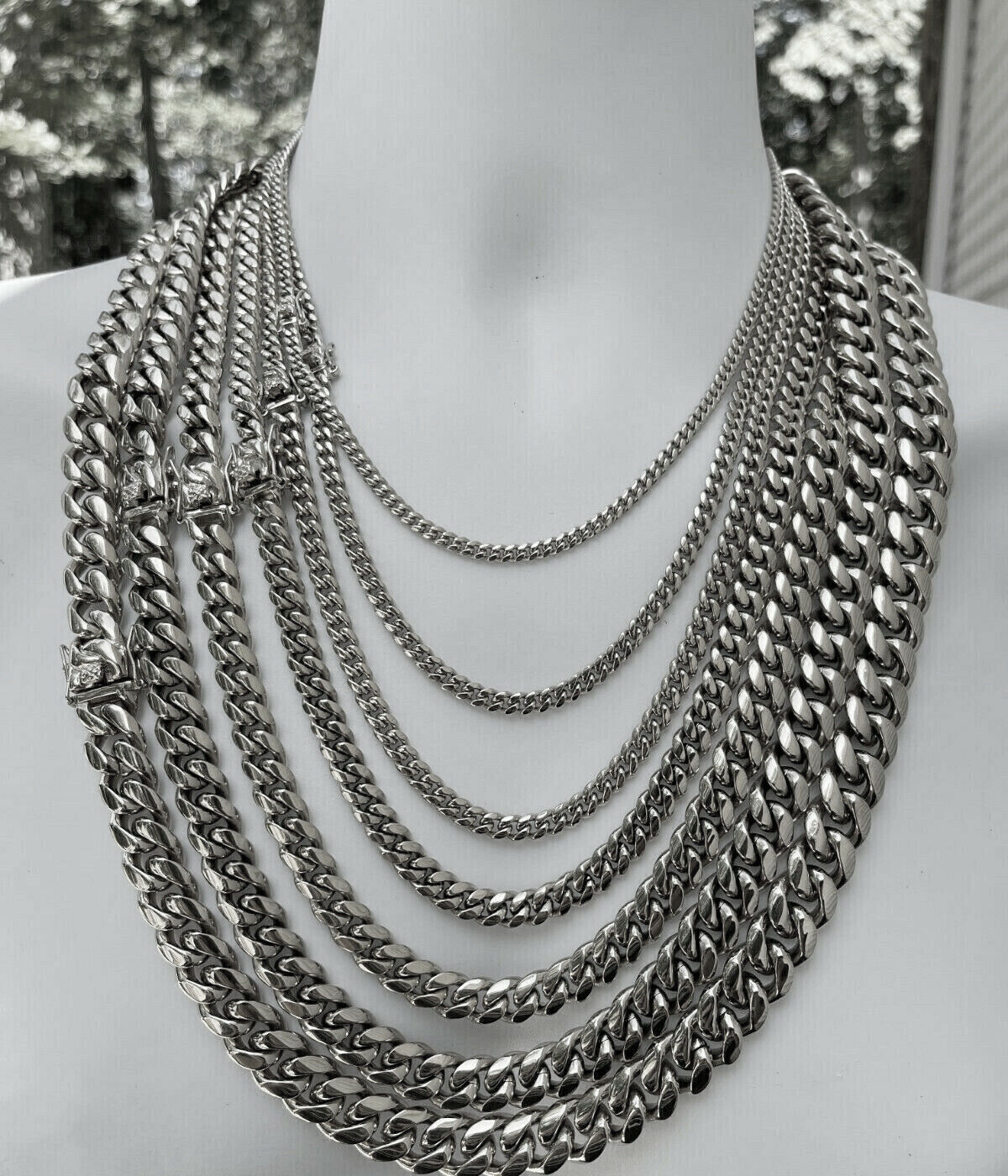 Men’s Miami Cuban Link Chain Or Bracelet SOLID Stainless Steel 8MM-14MM