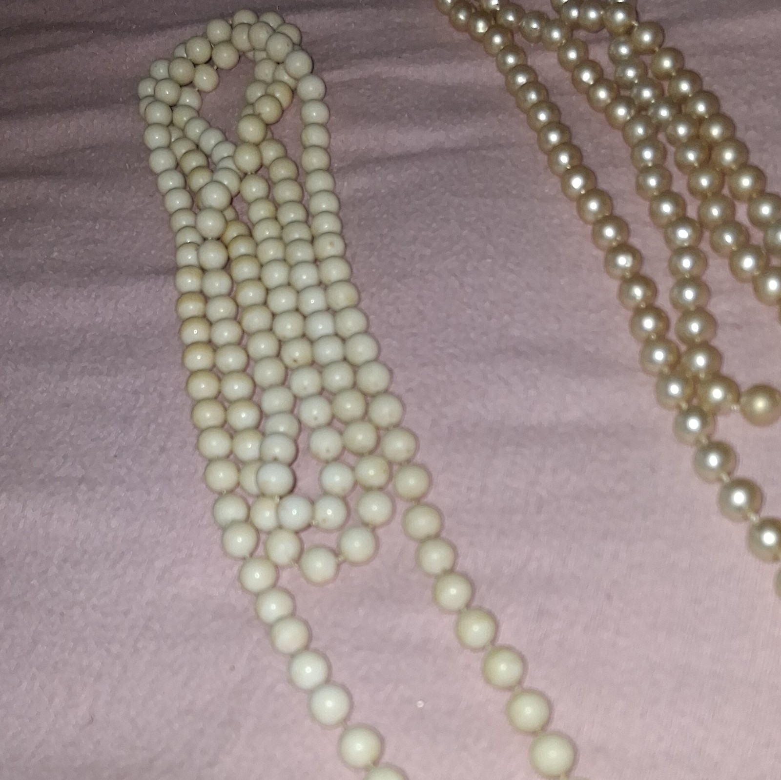 White/Cream Faux Pearl Ball/Bead Beaded Multi-Strand Necklaces Lot of 4