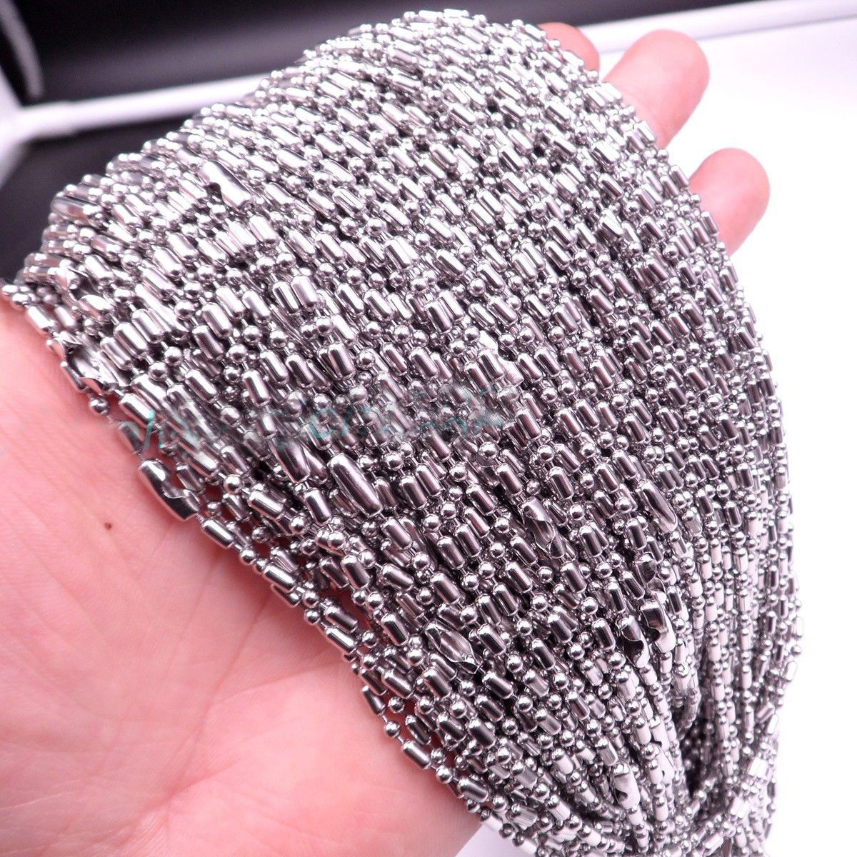 Wholesale 1.5/2/2./3.2mm Silver Stainless Steel Ball Bamboo Link Chain Necklace