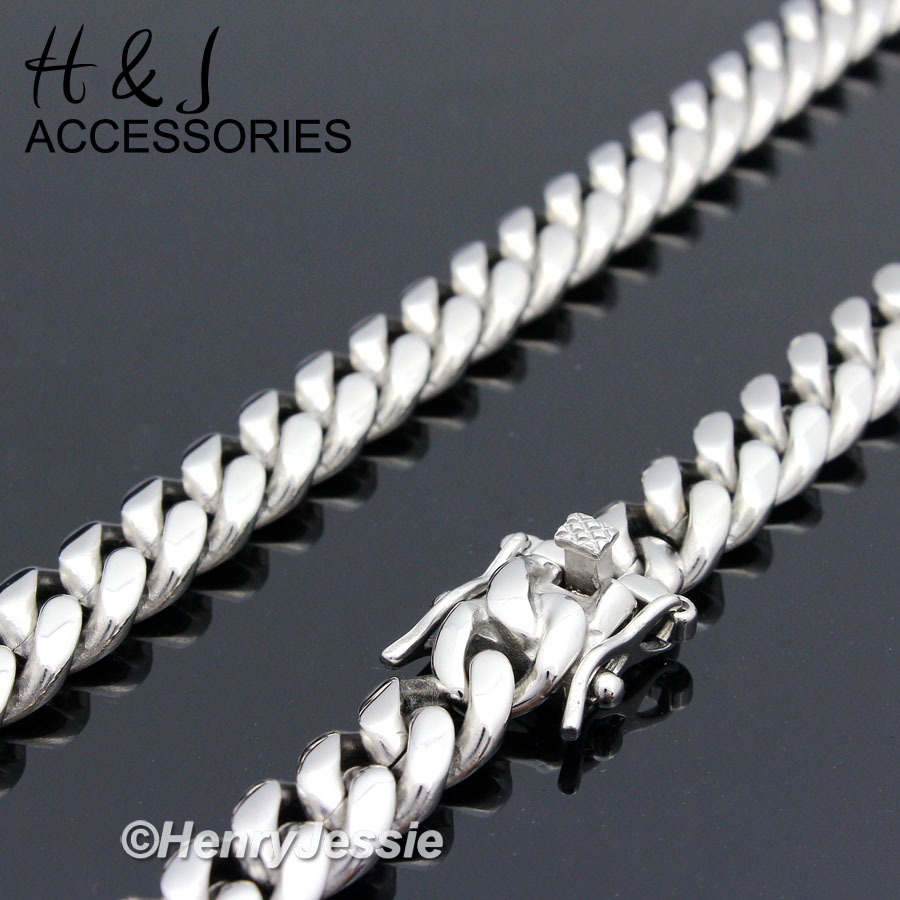 18-40″MEN Stainless Steel 10mm Silver Miami Cuban Curb Link Chain Necklace*SN154