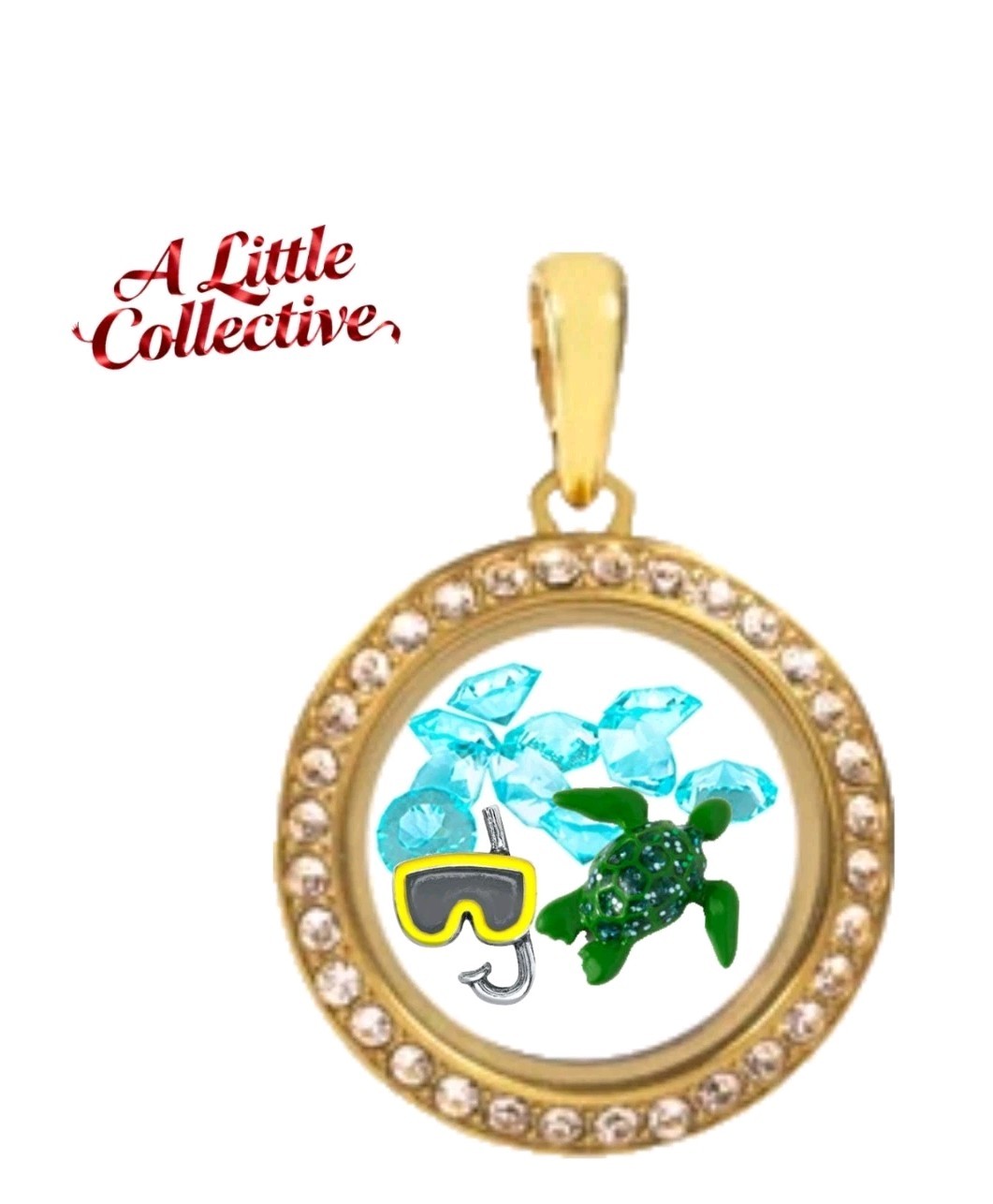 Origami Owl Petite Gold Snorkling In Maui Living Locket Set, SP3167 NIP Rare