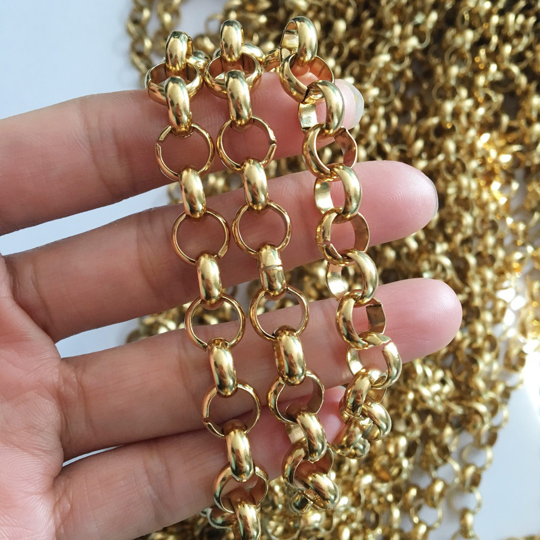 5Meter 3/5/6/8mm Gold Tone In Bulk Factory Stainless Steel Round Rolo DIY Chains