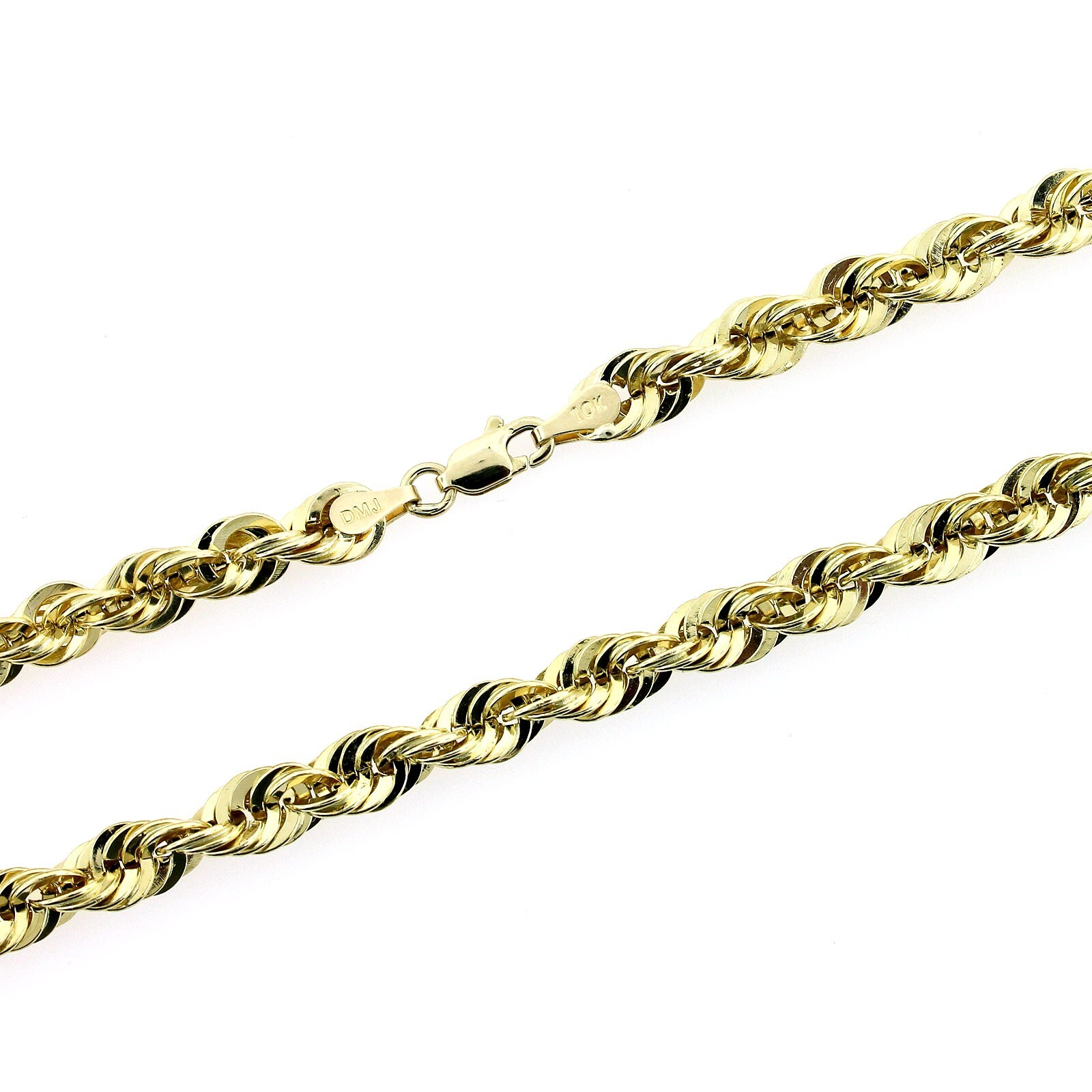 10K Yellow Gold 6mm 26″ Diamond Cut Rope Chain Link Necklace Mens Womens