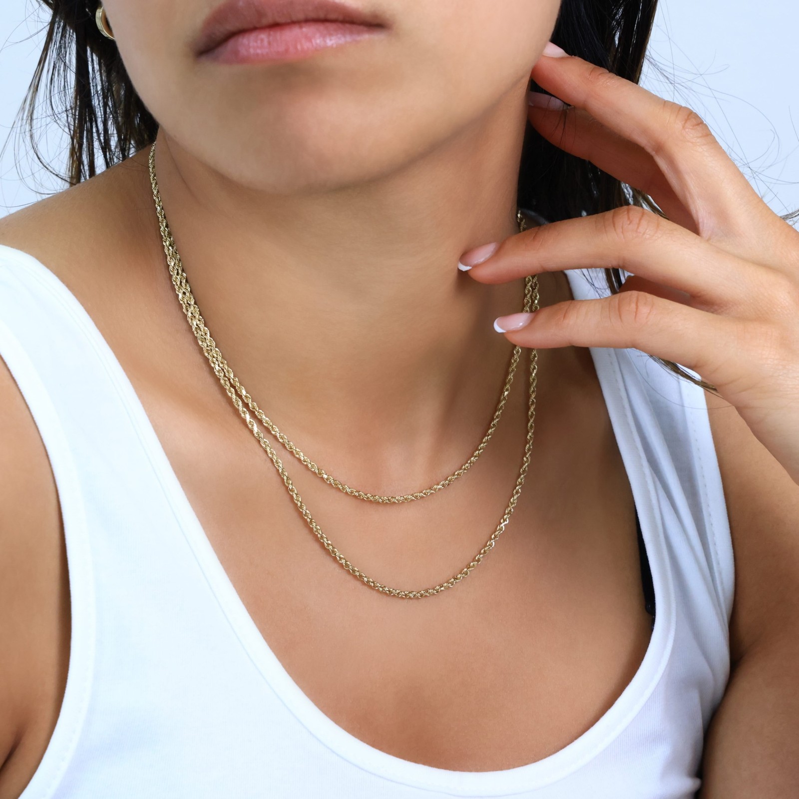 10K Yellow Gold 2mm-7mm Diamond Cut Rope Chain Necklace Men Womens 16″- 30″