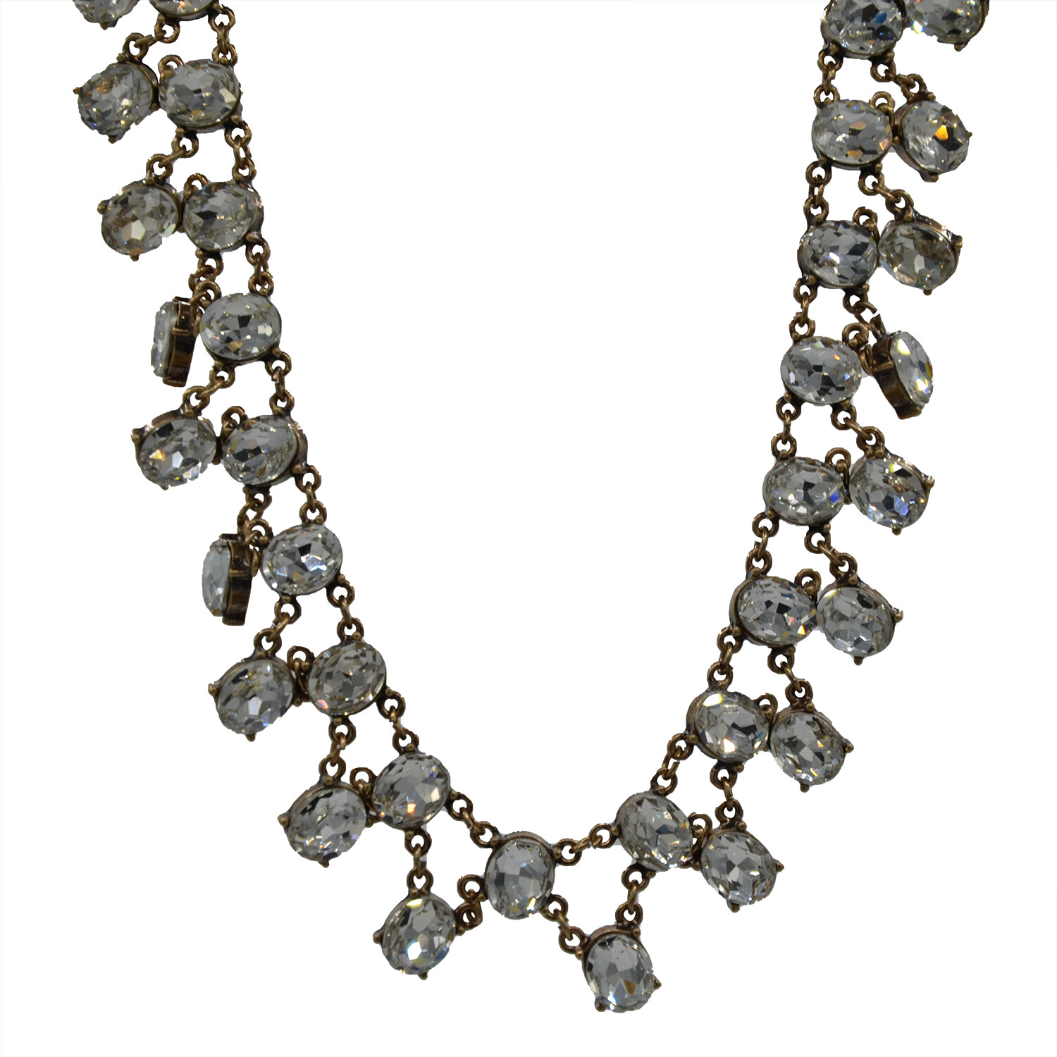 Necklace Jewelry Clear Acrylic Rhinestone Bronze Color