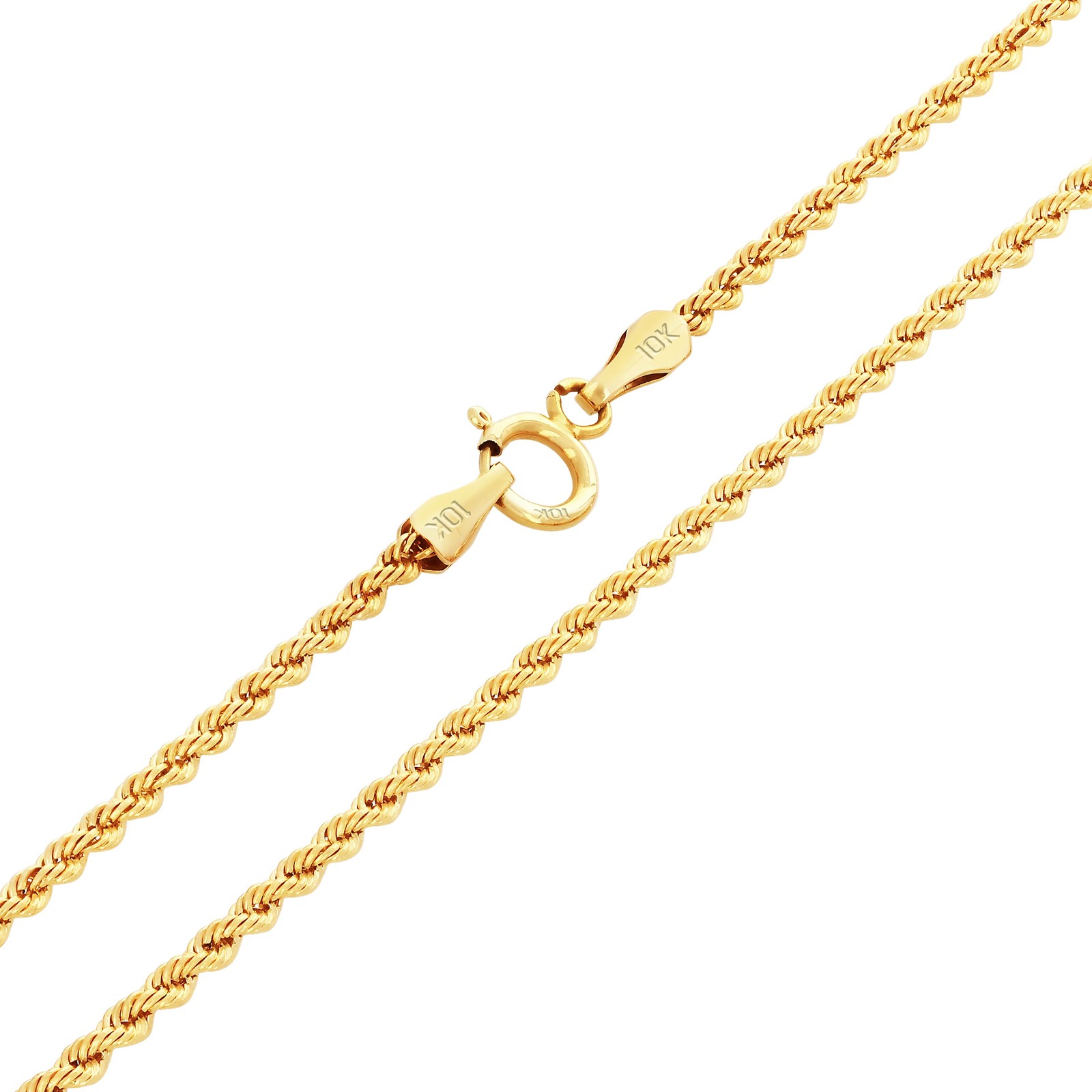 10K Yellow Gold 1.5mm-10mm Necklace Diamond Cut Rope Chain 16″- 30″Mens Women