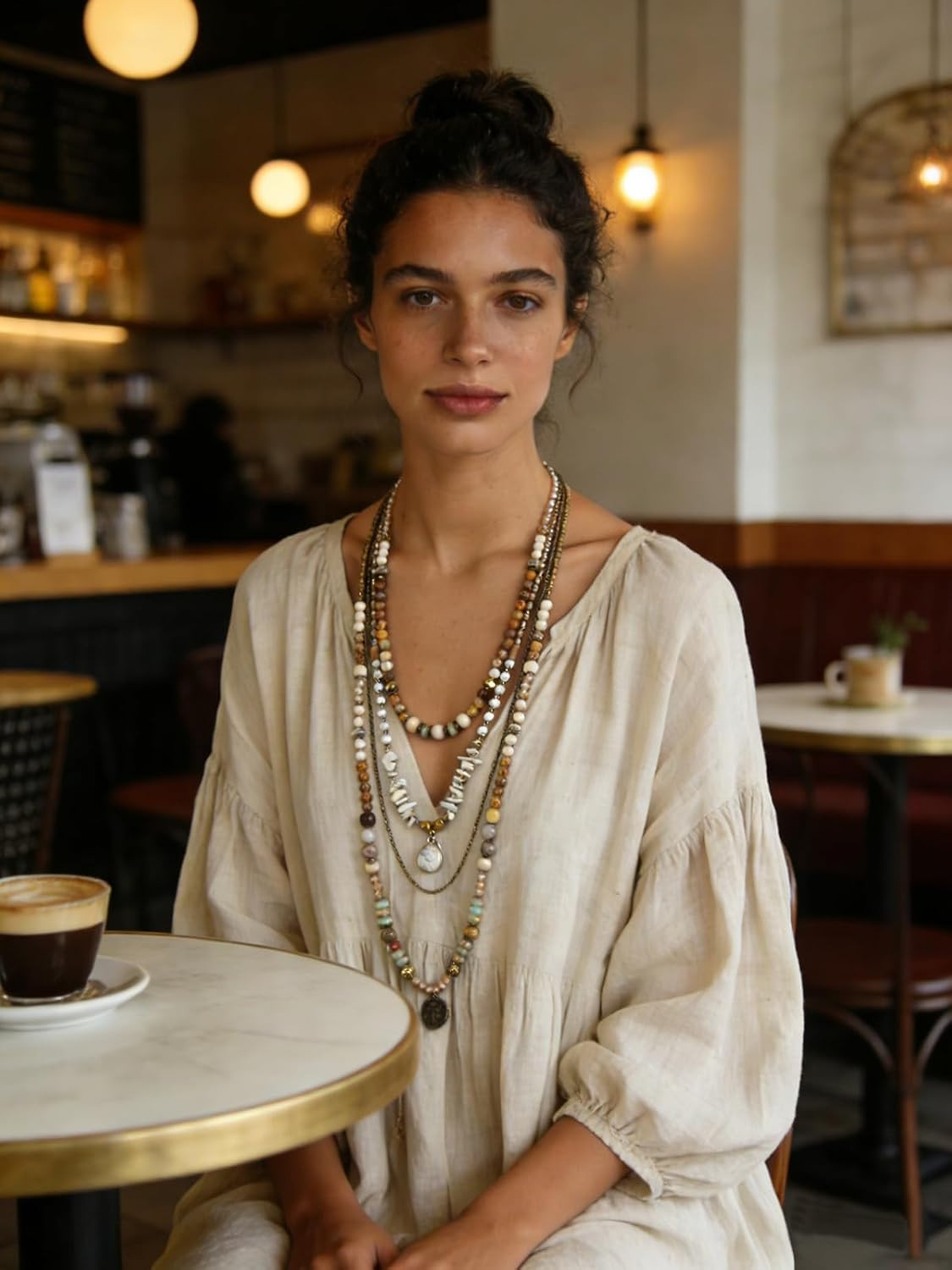 Boho Layered Necklaces for Women Trendy,Multi-Layer Beaded Long Necklace for Wom