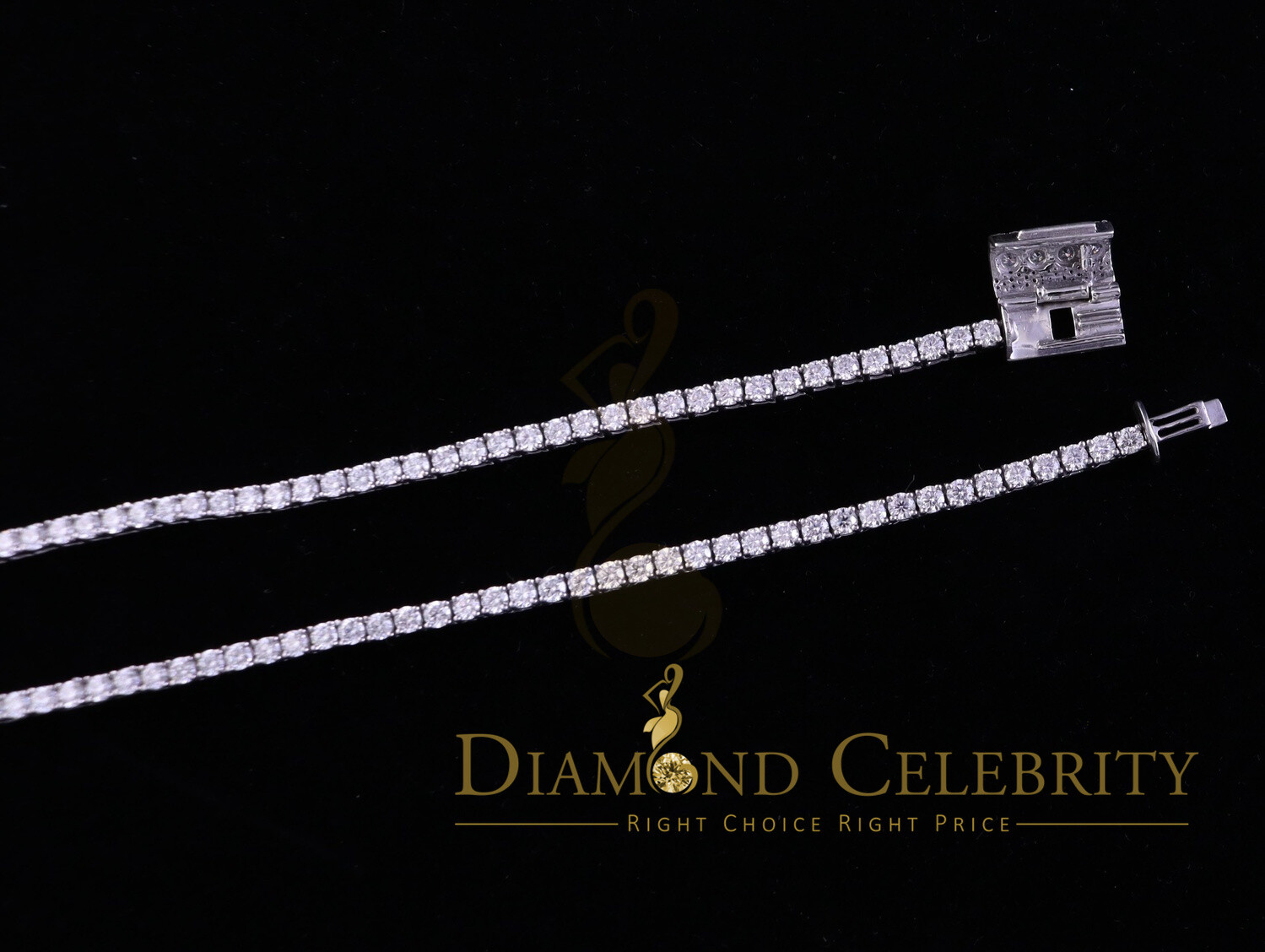 925 Silver White 23ct Moissanite Tennis Men’s Necklace size 22inch & Width 3mm