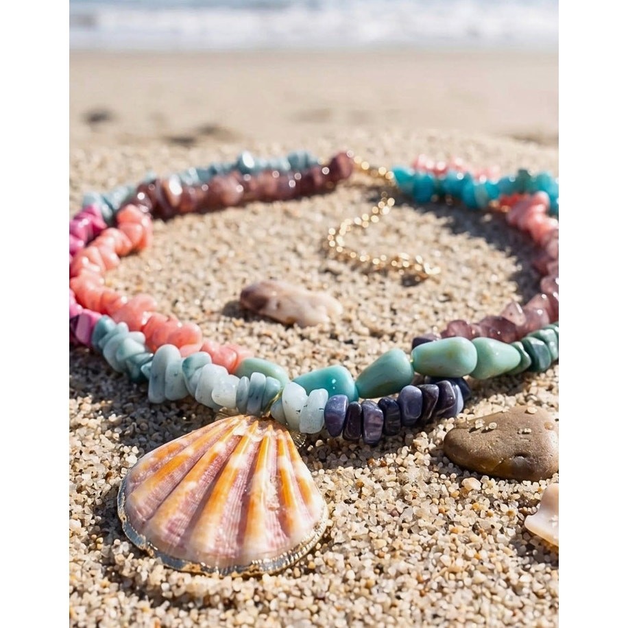 Coral Mirage Shell Pendant Necklace