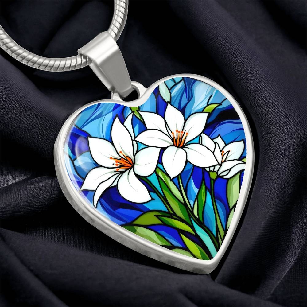 Lily Floral Necklace with Engraving