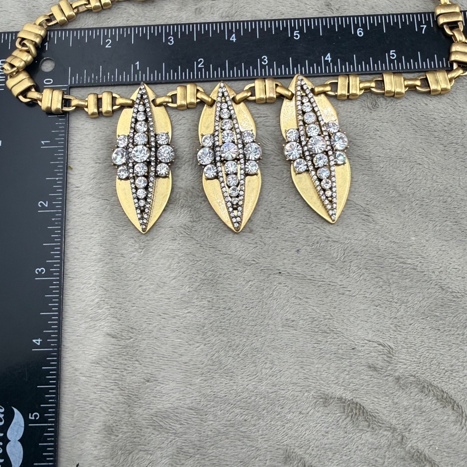 J. Crew Necklace Chunky Gold Tone Rhinestone Statement 16”