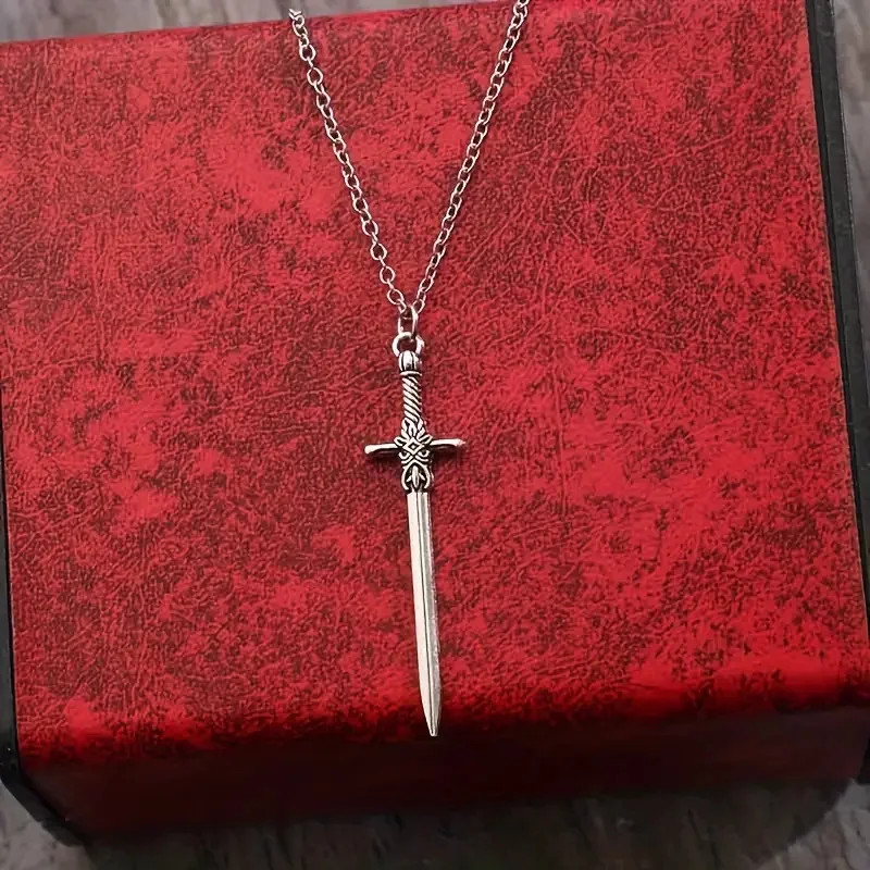 Retro [One Sword Pendant] Retro Sword Pendant Necklace, Punk Style Cross Zinc