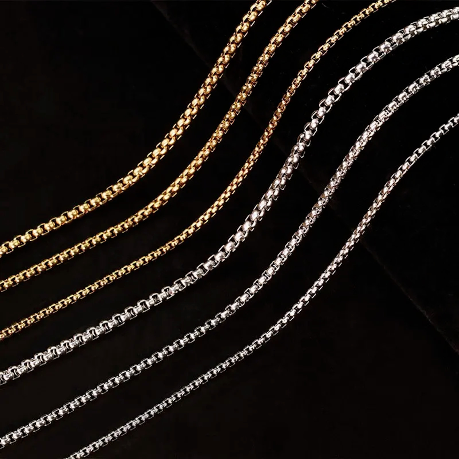 18K Gold Filled Stainless Steel 4MM ROLO Curb Cable Box Chain Necklace #44