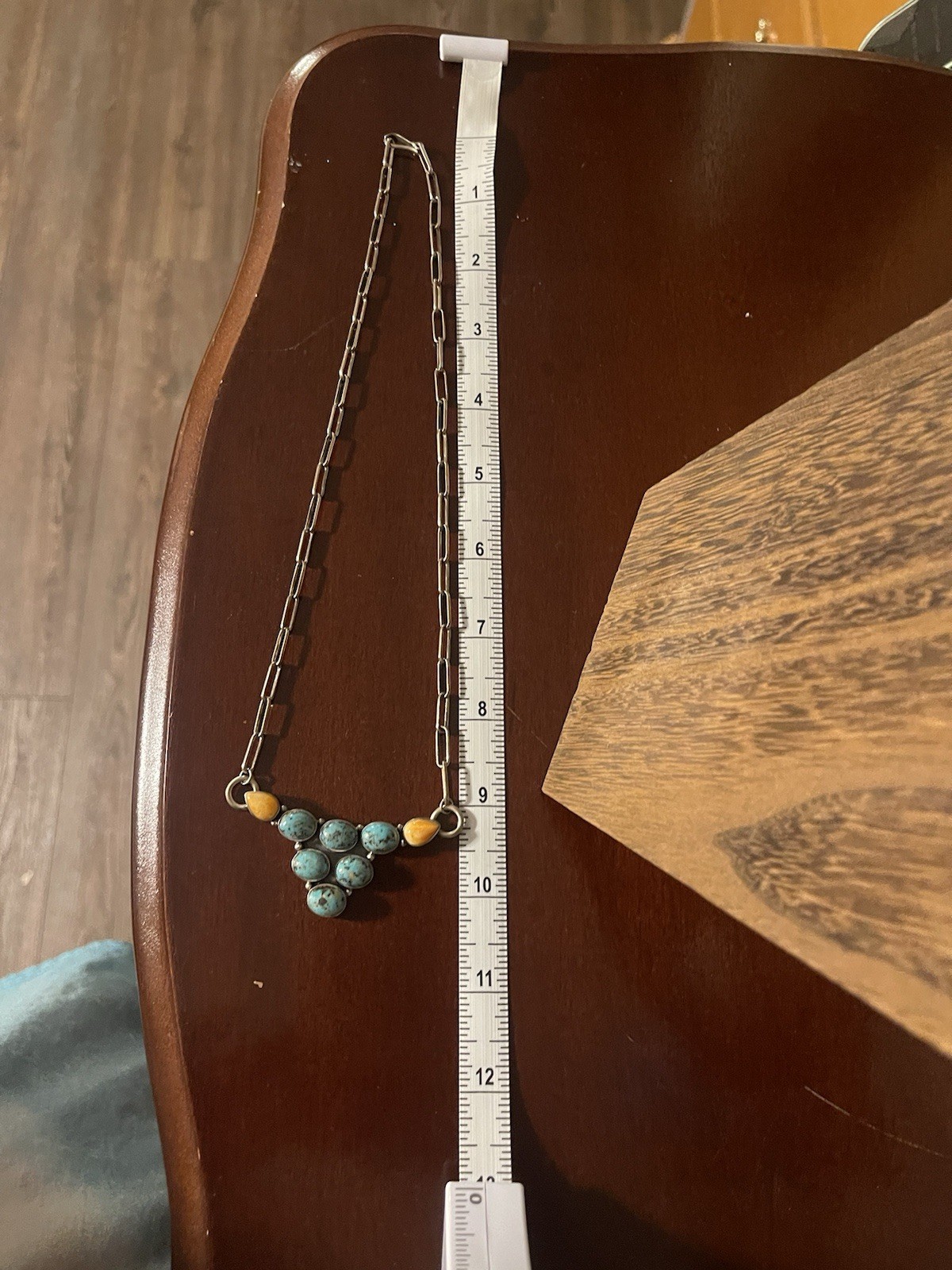 Sterling Silver 925 Turquoise & Orange Spiny Longhorn Necklace, Native Signed