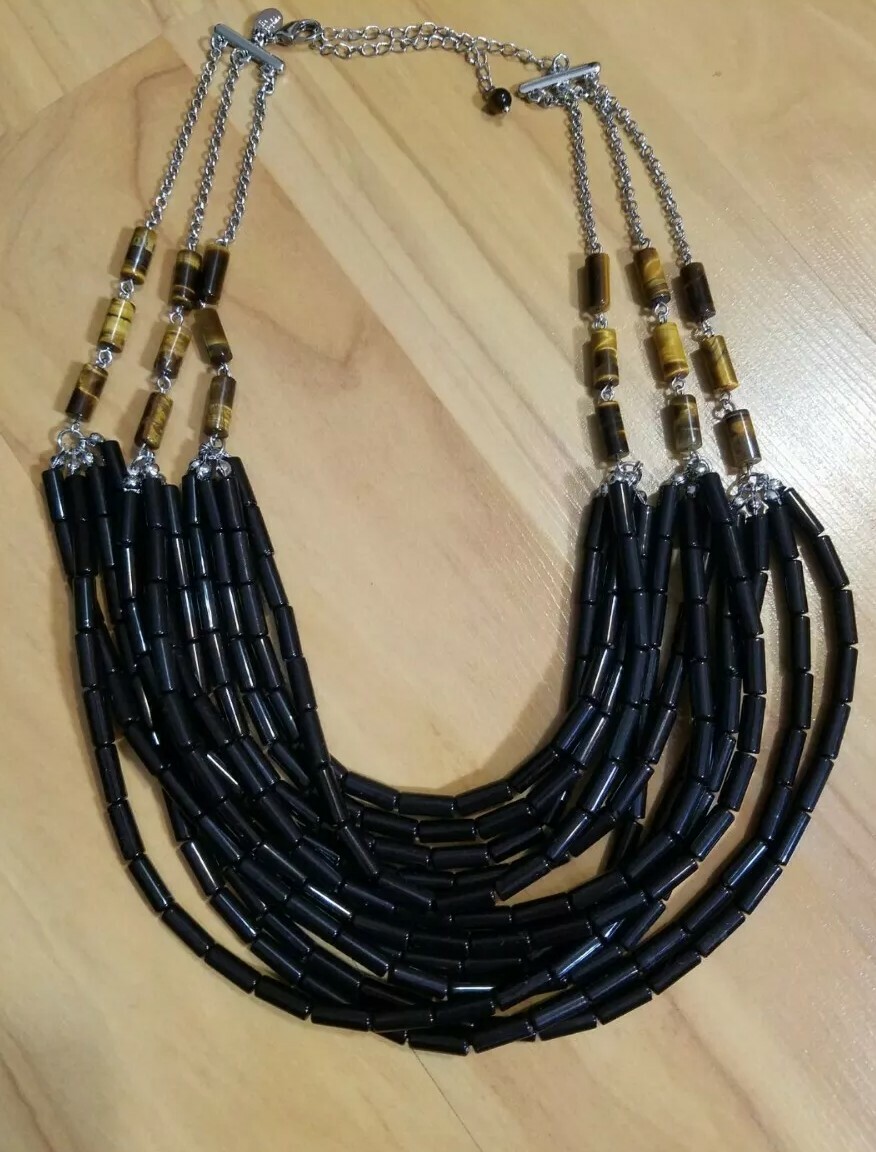 Lia Sophia Jewelry Havana Tiger’s Eye Resin Beads Necklace