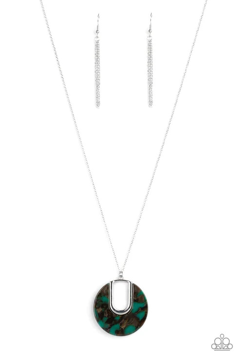paparazzi green silver necklace