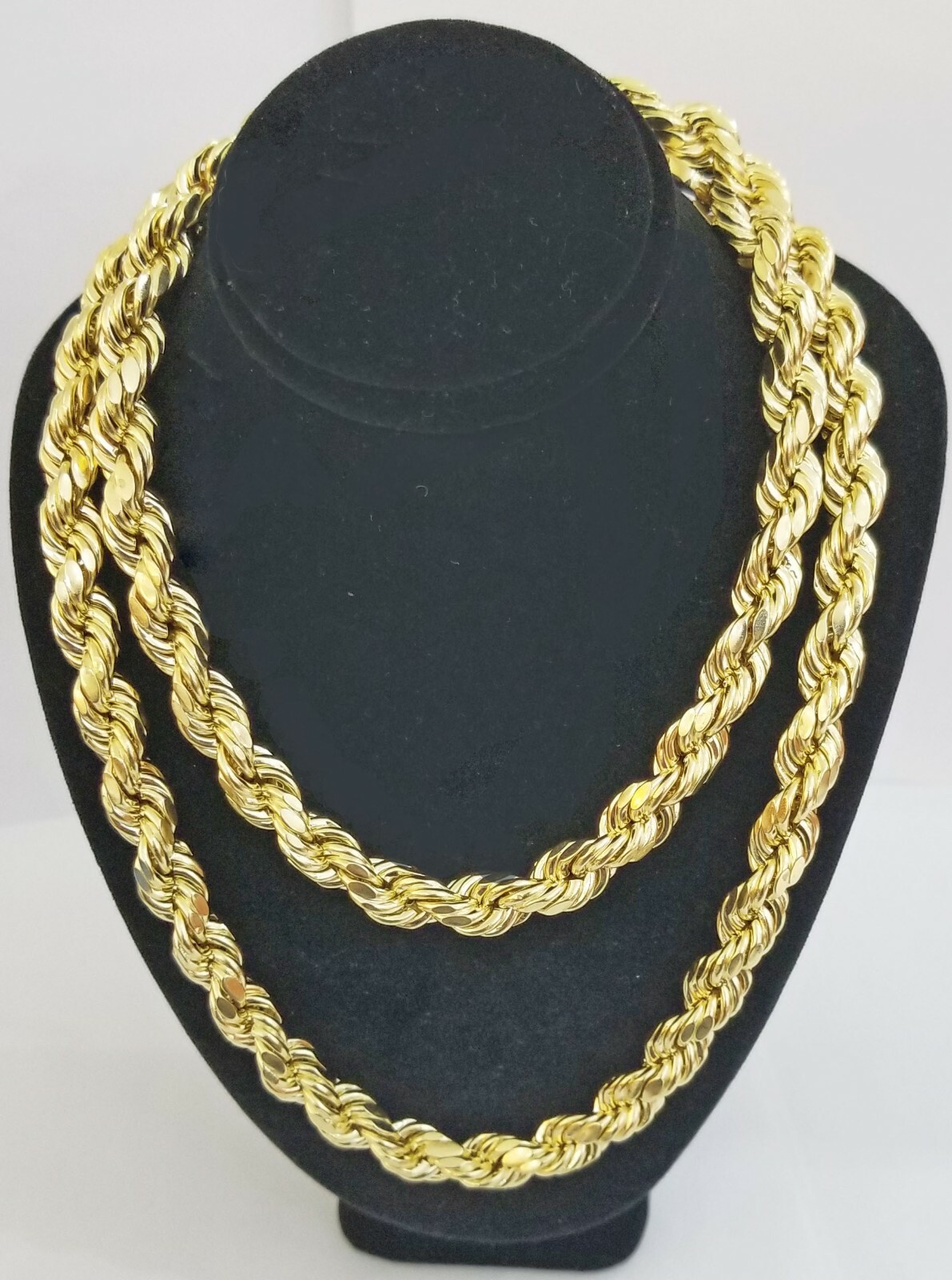 REAL 10k Yellow Gold Rope Chain Necklace 10mm 26″