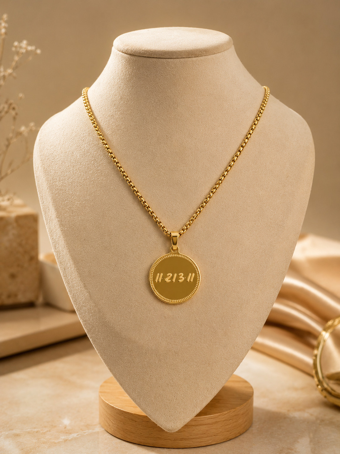22kt Yellow Gold Plated Ram Tag Dubai Style Chain Necklace 22 Inches for Men