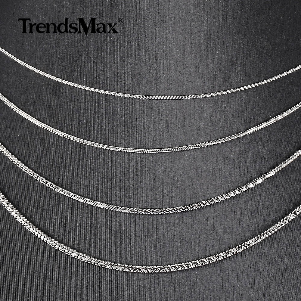 USA 1.6/2.0mm Silver Solid Stainless Steel Round Snake Chain Necklace Unisex