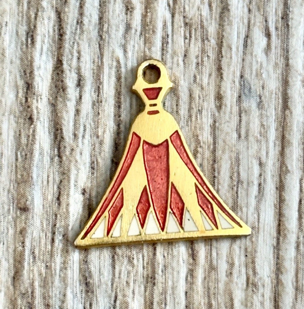 Vintage MMA Egyptian Revival Red Lotus Blossom 1976 Pendant Only No Jump Ring