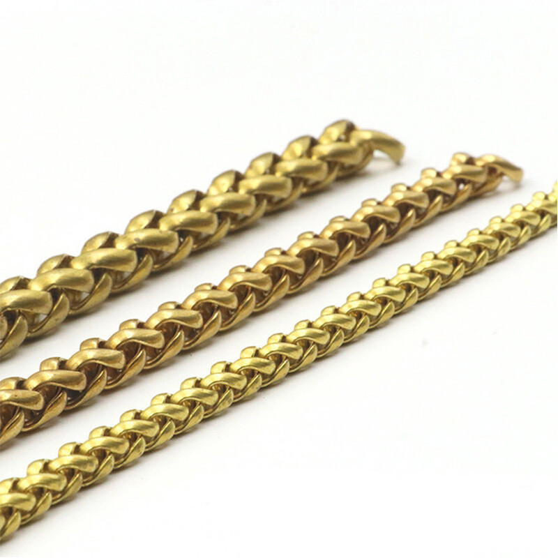 1meter Solid brass Open curb Link Chain Necklace Wheat Chain none-polished Bags