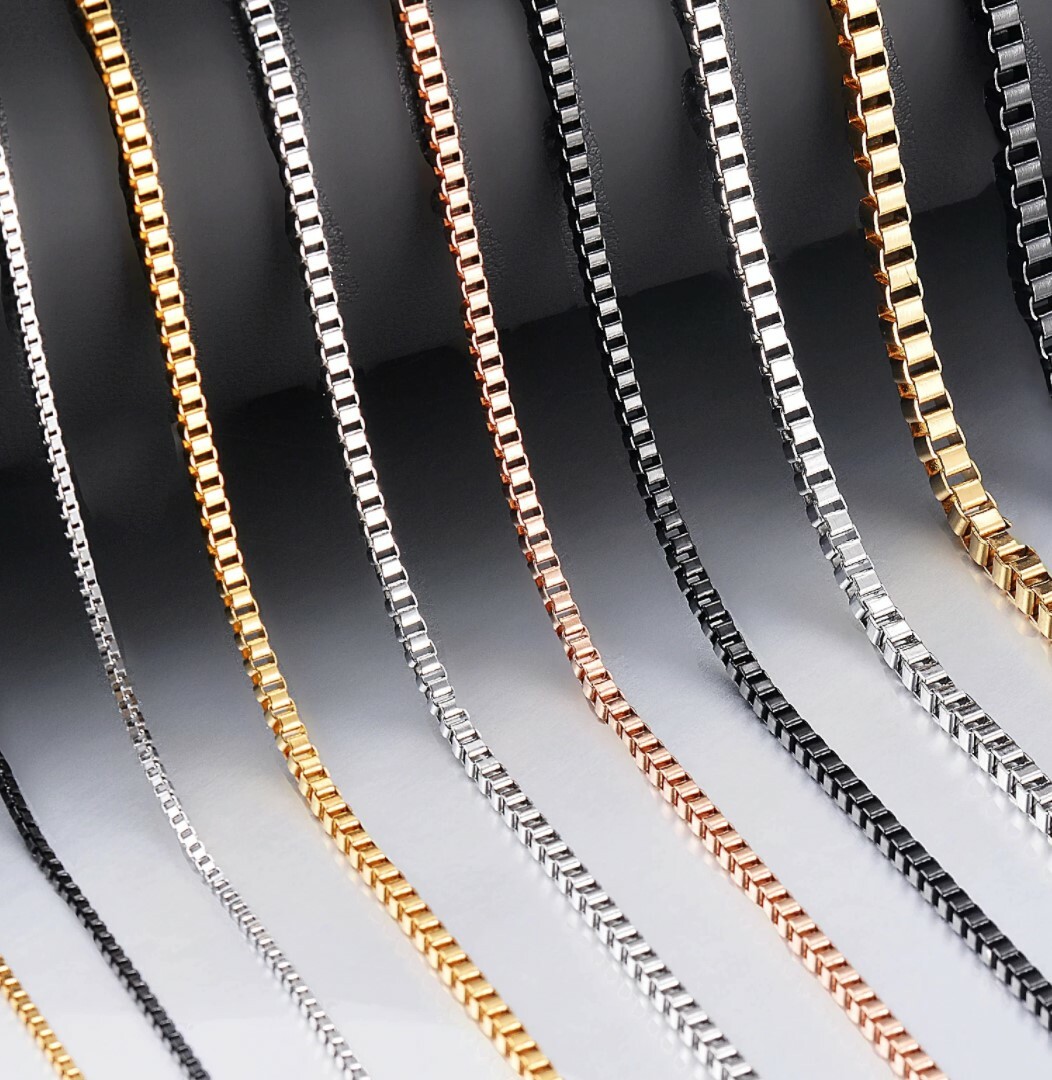 Black Stainless Steel 40 cm (15.7 Inch )3 mm Square Box Neck Chain Necklace