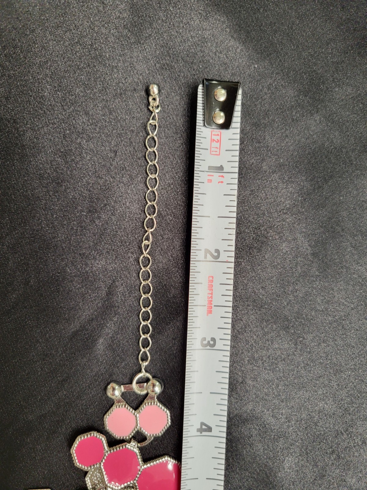 Chico’s Statement Necklace Pink Geometric Enamel Mosaic Chunky Choker Adjustable