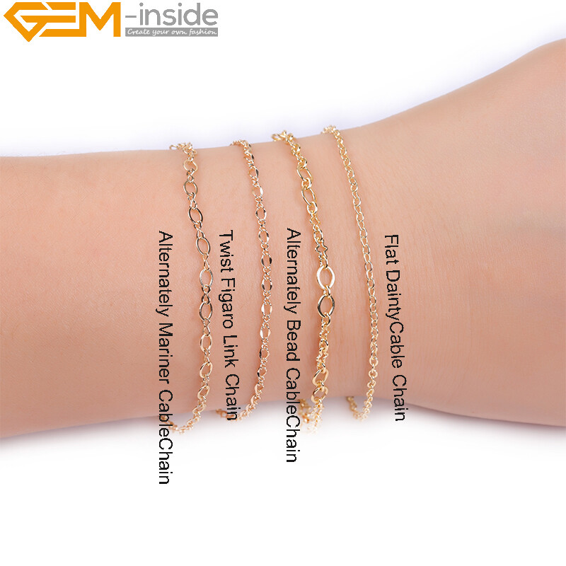 Women Cable Chains Brass Necklace Jewelry Making 39.3″ 14K Gold Filled Chain