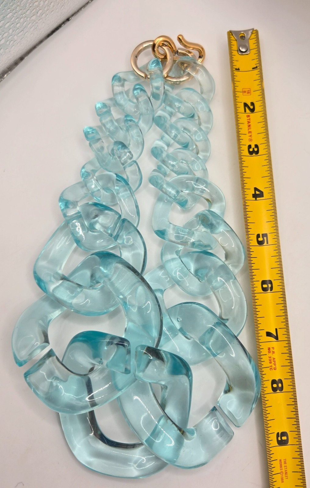 Chunky Link Necklace – Large LIGHT BLUE Chain ~9 in – Fun Flair Statement Drama