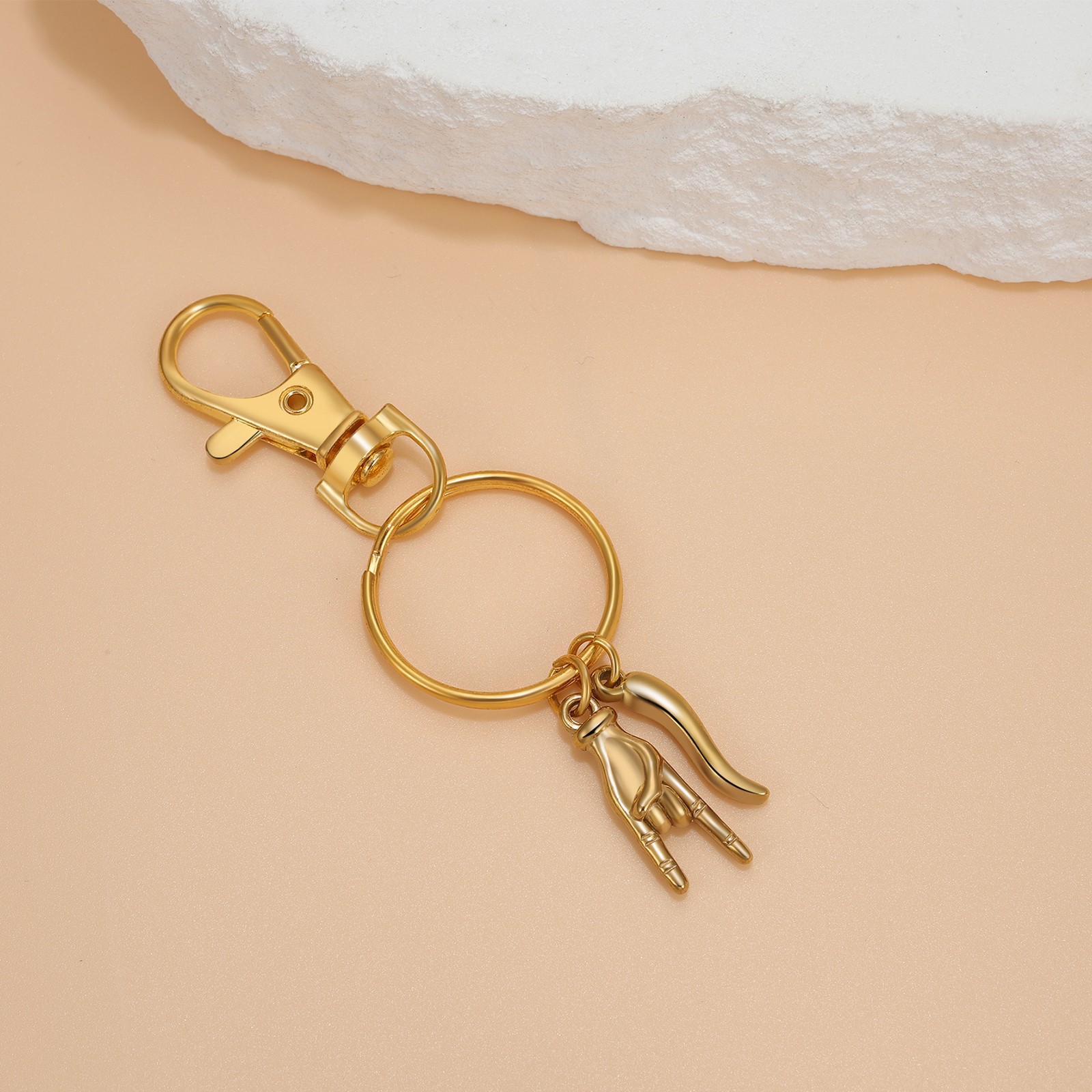 Men Women Italian Horn Necklace Keychain Stainless Steel Cornicello Lucky Charm